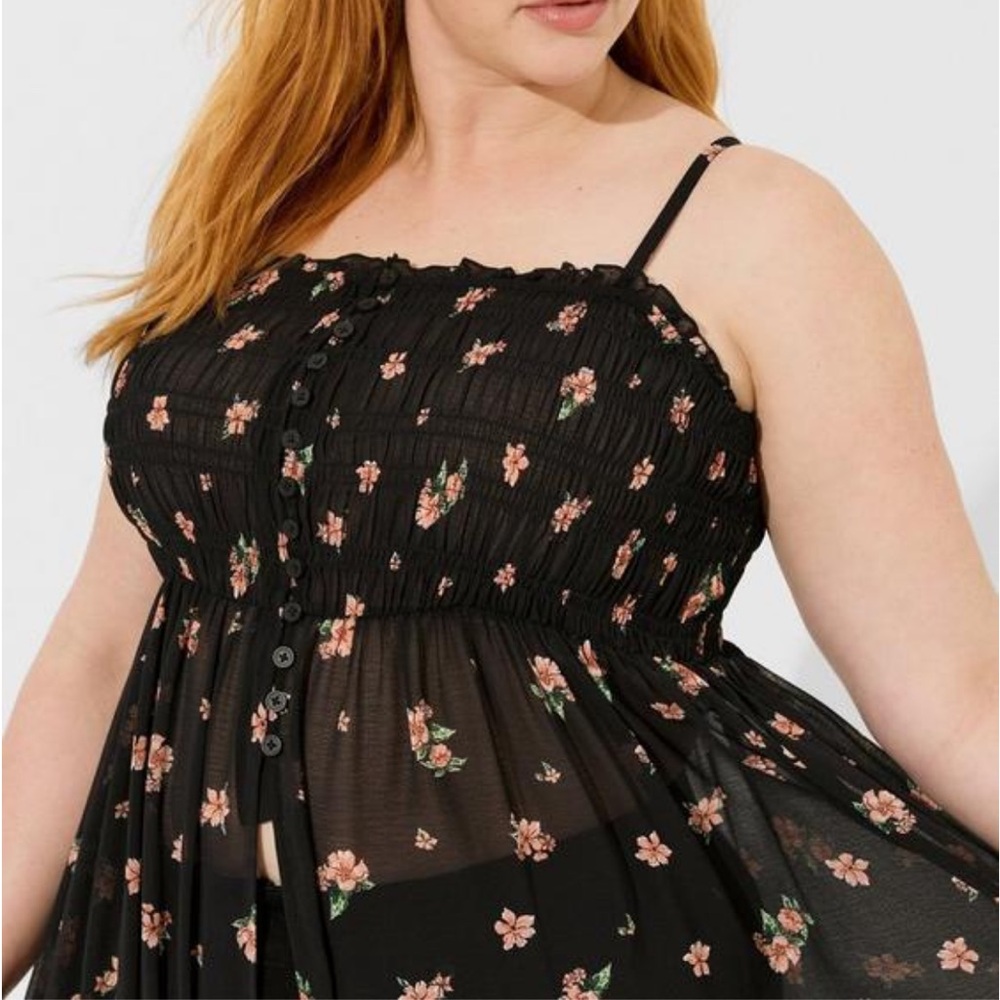 Floral Black Sheer Top